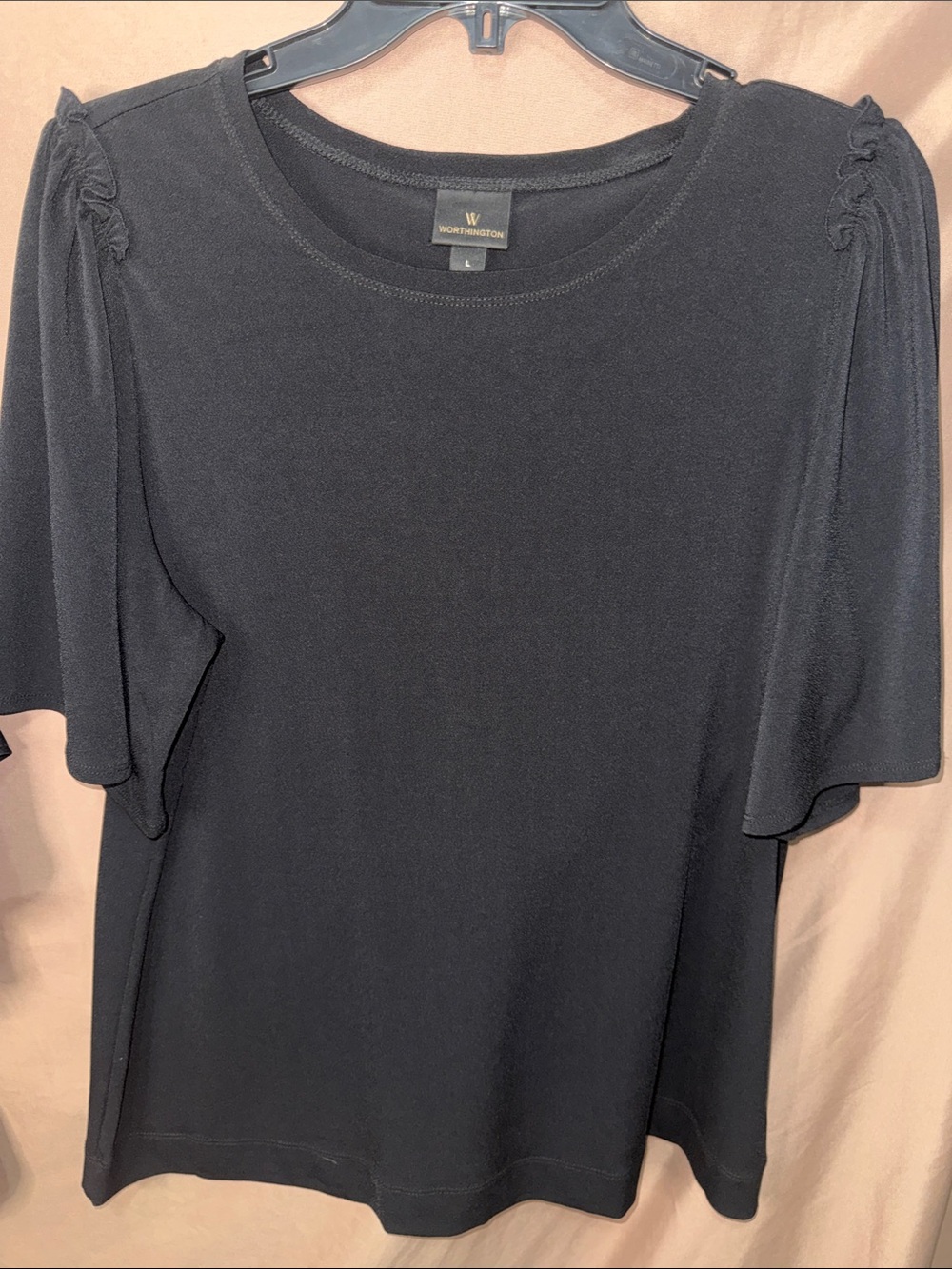 NWOT BUNDLE OF 2 Women’s Large Black Short Sleeve Blouses by Worthington - Picture 6 of 10